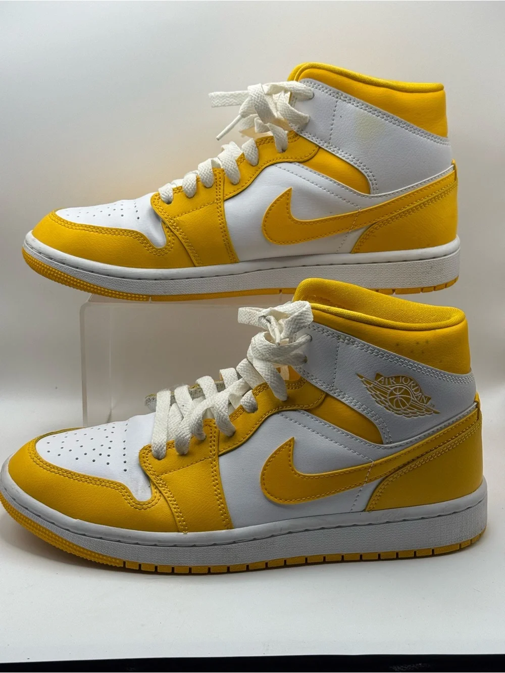 Nike Air Jordan Men’s 9 High Top Sneakers in Yellow and White